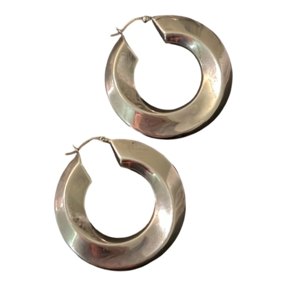 Sundance Sterling Silver Abstract Twisty Puff Chunky Hoop Earrings - Picture 6 of 14